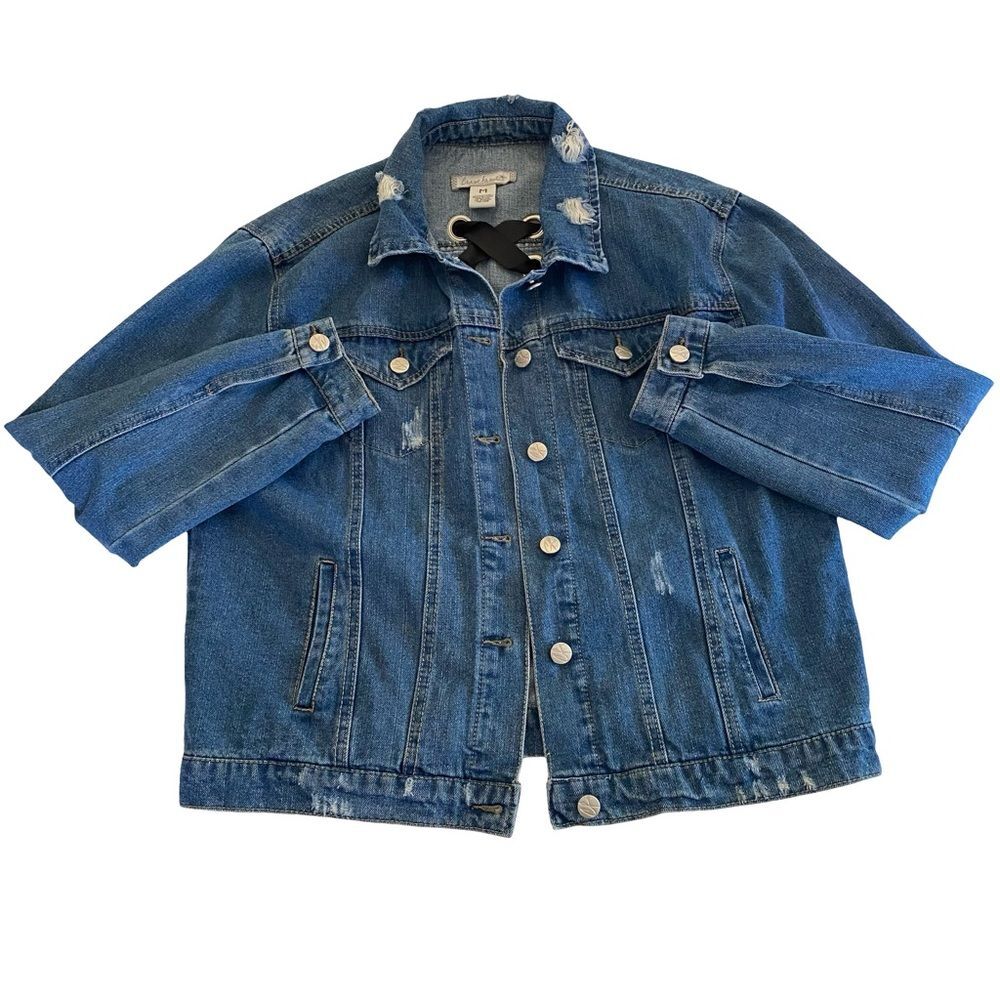 Crave Fame by Almost Famous Lace Up Denim Jacket
